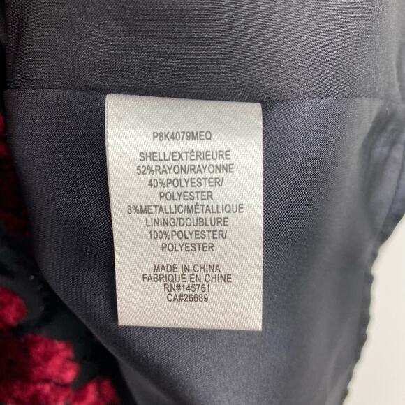 Parker Carmindy Floral Velvet Burnout Dress Black Red Womens Size Small - Picture 7 of 11